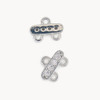 Rhinestoned Elegant 2-strand Connector 8mm White Gold Plated