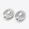 TIBETAN STYLE FLAT OVAL BEAD 11mm Antique Silver Plated