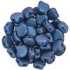 Ginkgo Beads 2-Hole Czech Glass Leaf Beads METALLIC SUEDE BLUE