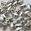 2-Hole DropDuo Czech Glass Beads 3x6mm ALUMINIUM SILVER