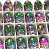 Engraved Back German Glass Cabochon 18x13mm Oval Crystal Electra Matt Bubble Burst