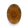 German Glass Cabochon 18x13mm Oval Smoked Topaz Matt Engraved Back