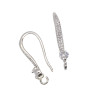 EAR WIRE Hook w/Zircon 18mm White Gold Plated