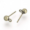 Antique Bronze Plated BALL POST Earrings w/Loop 4mm
