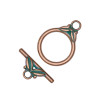 TOGGLE CLASP-Twin Leaf-22x16mm Antique Copper Green Patina