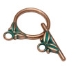 TOGGLE CLASP-Twin Leaf-22x16mm Antique Copper Green Patina