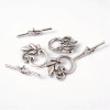 TOGGLE CLASP Large Curly Leaf 24mm Antique Silver Plated