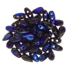 2-Hole DropDuo Czech Glass Beads 3x6mm JET FULL AZURO