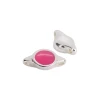 Link with TRANSLUCENT MAGENTA ENAMEL ROUND CONNECTOR 14x8mm Silver Plated