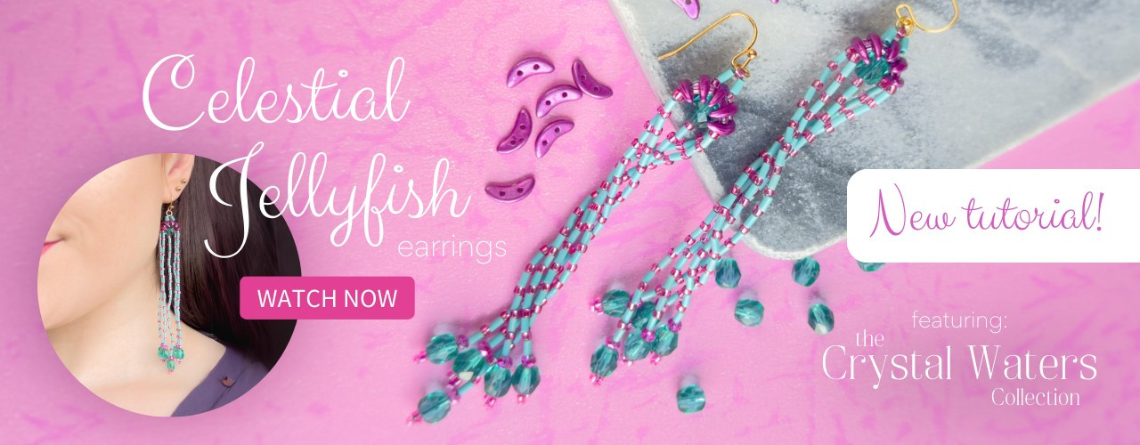 Watch the new Celestial Jellyfish tutorial using beads from the Crystal Waters Collection!