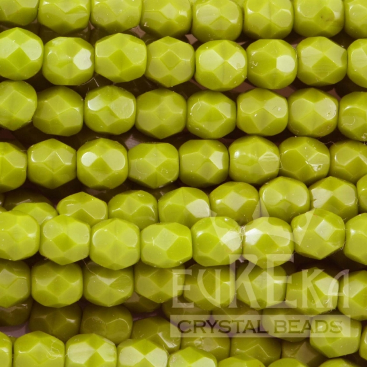50 Firepolish Czech Glass Faceted Round Beads Olivine 4mm Copper 
