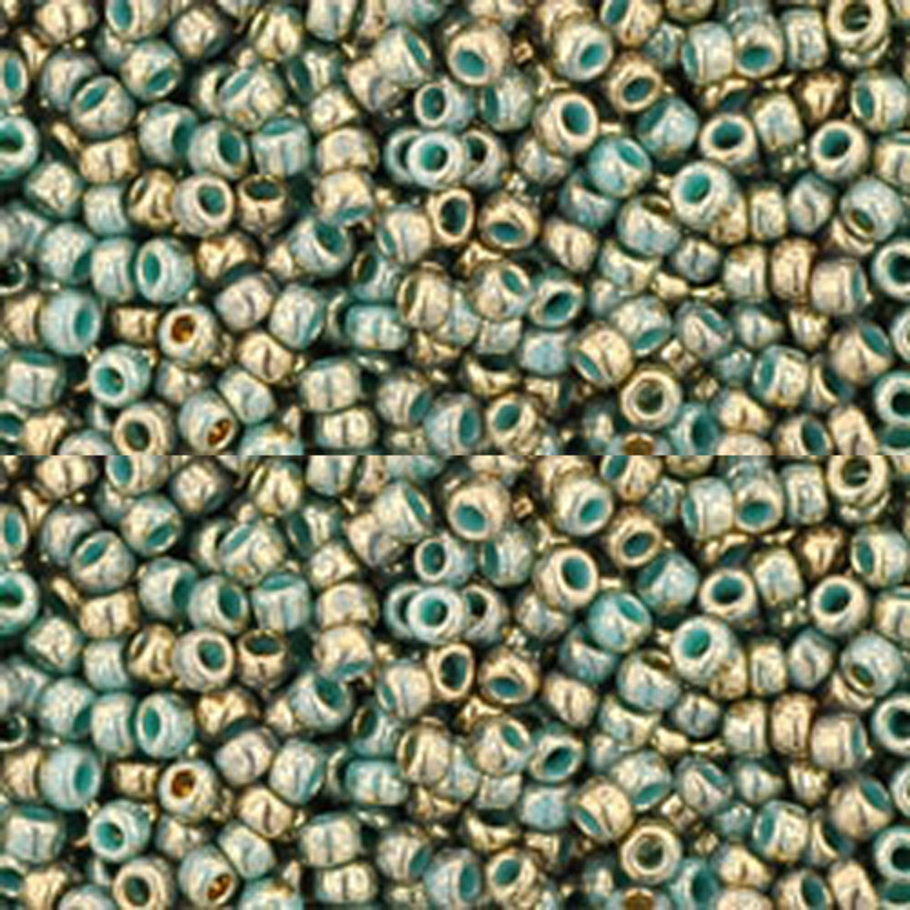 Toho Round Seed Beads SIZE-11 #1703 TURQUOISE MARBLE GILDED