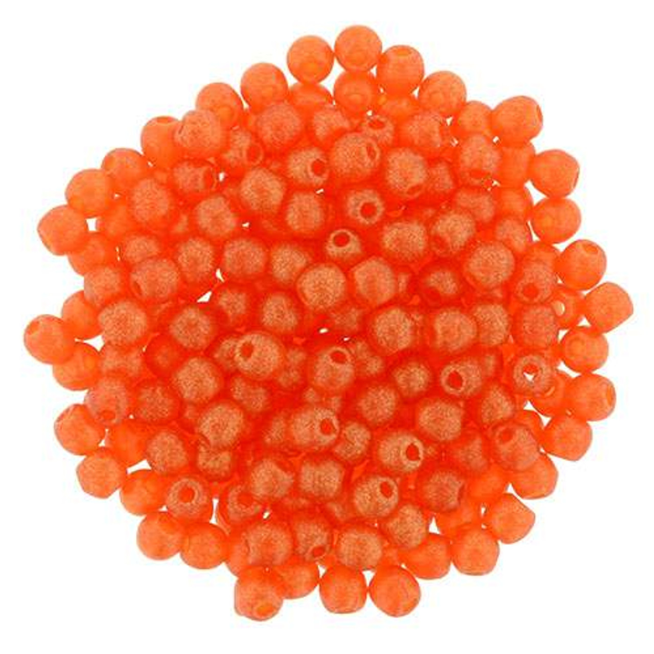 Czech Glass Druk Large Hole Beads in size 6mm, Red Coral Opaque