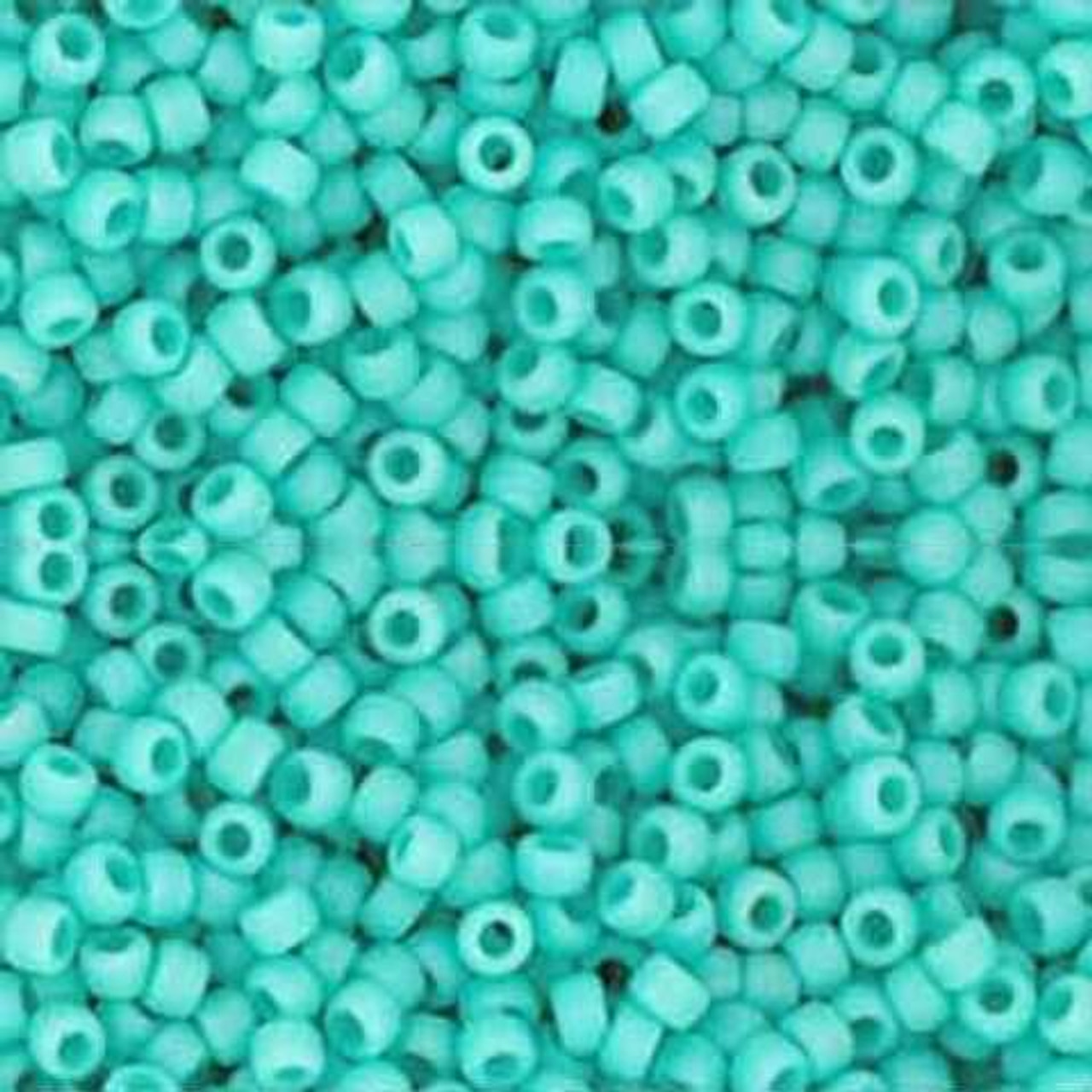 Toho Seed beads, turquoise, opaque, frosted, #11, 2x1.5mm, 10gr., 1100 pcs