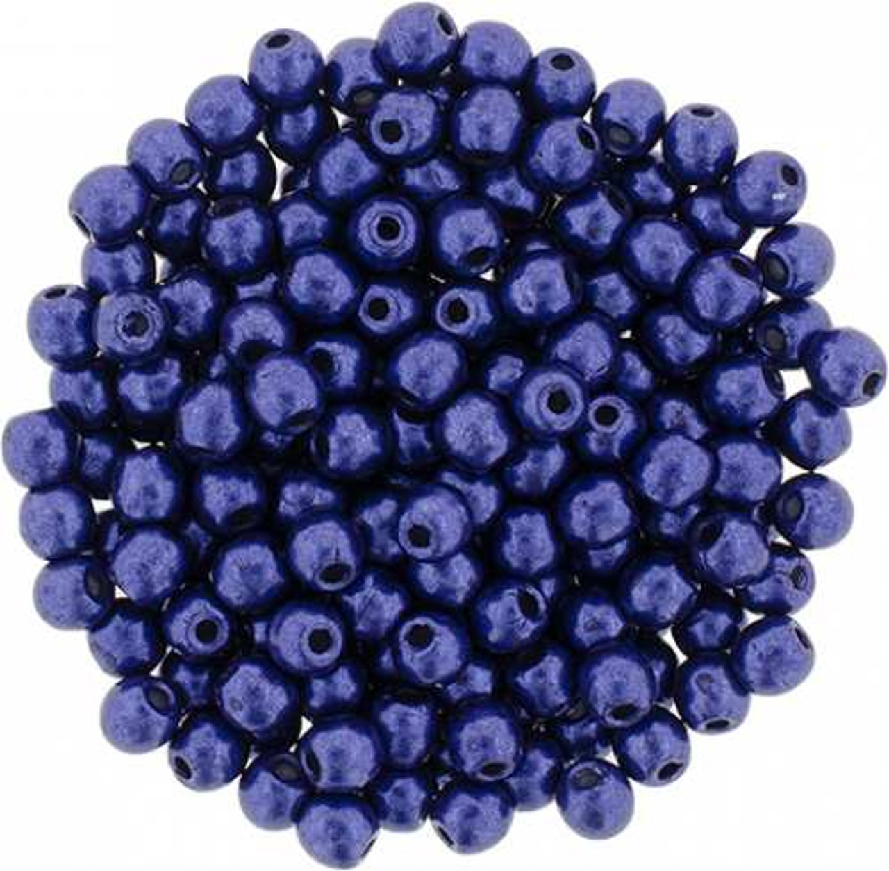 Czech 4mm Round Druk Glass Beads -Iridescent Dark Purple