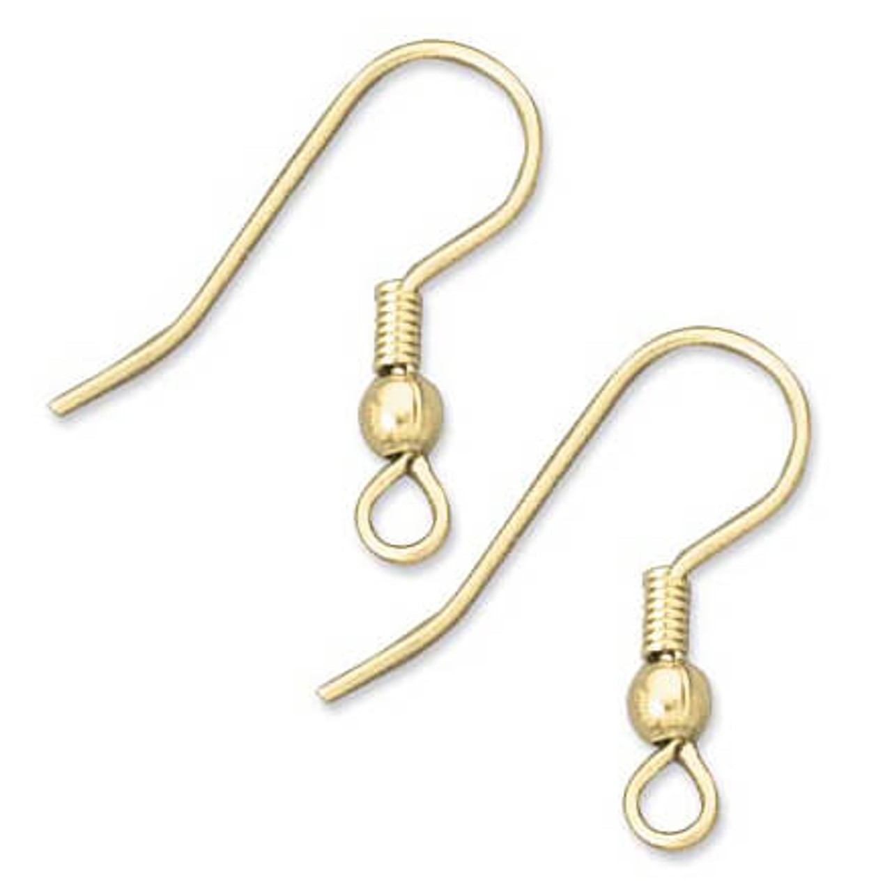 14K Gold Filled Earring Findings - Flat Fish Hook with Coil Ear