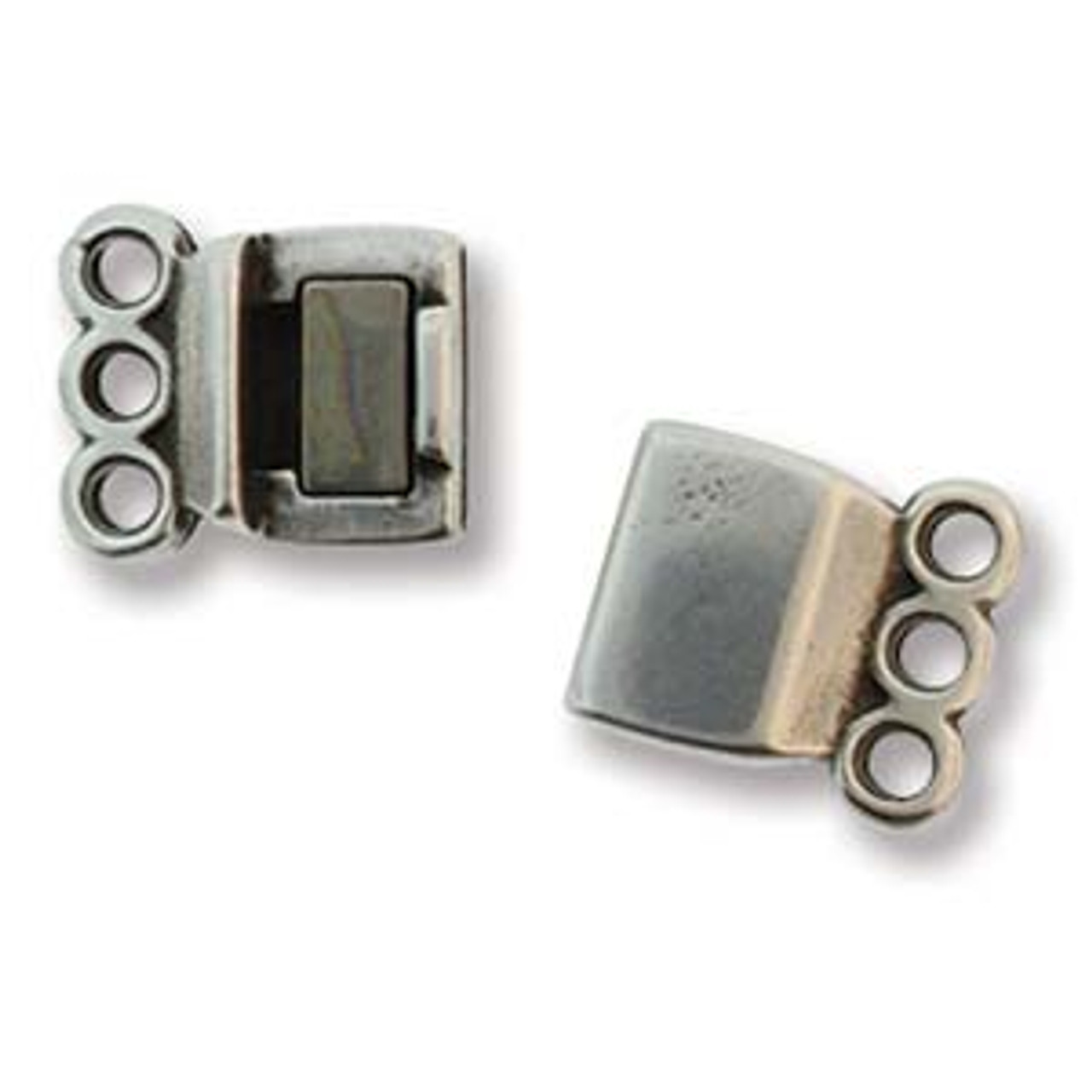 13.7x8.6mm Silver Plated 3 STRANDS BOX MAGNETIC Clasp