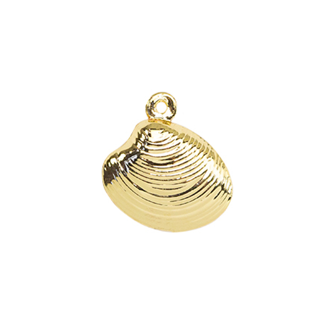 Charm-CLAM SHELL-14x14mm Gold Plated