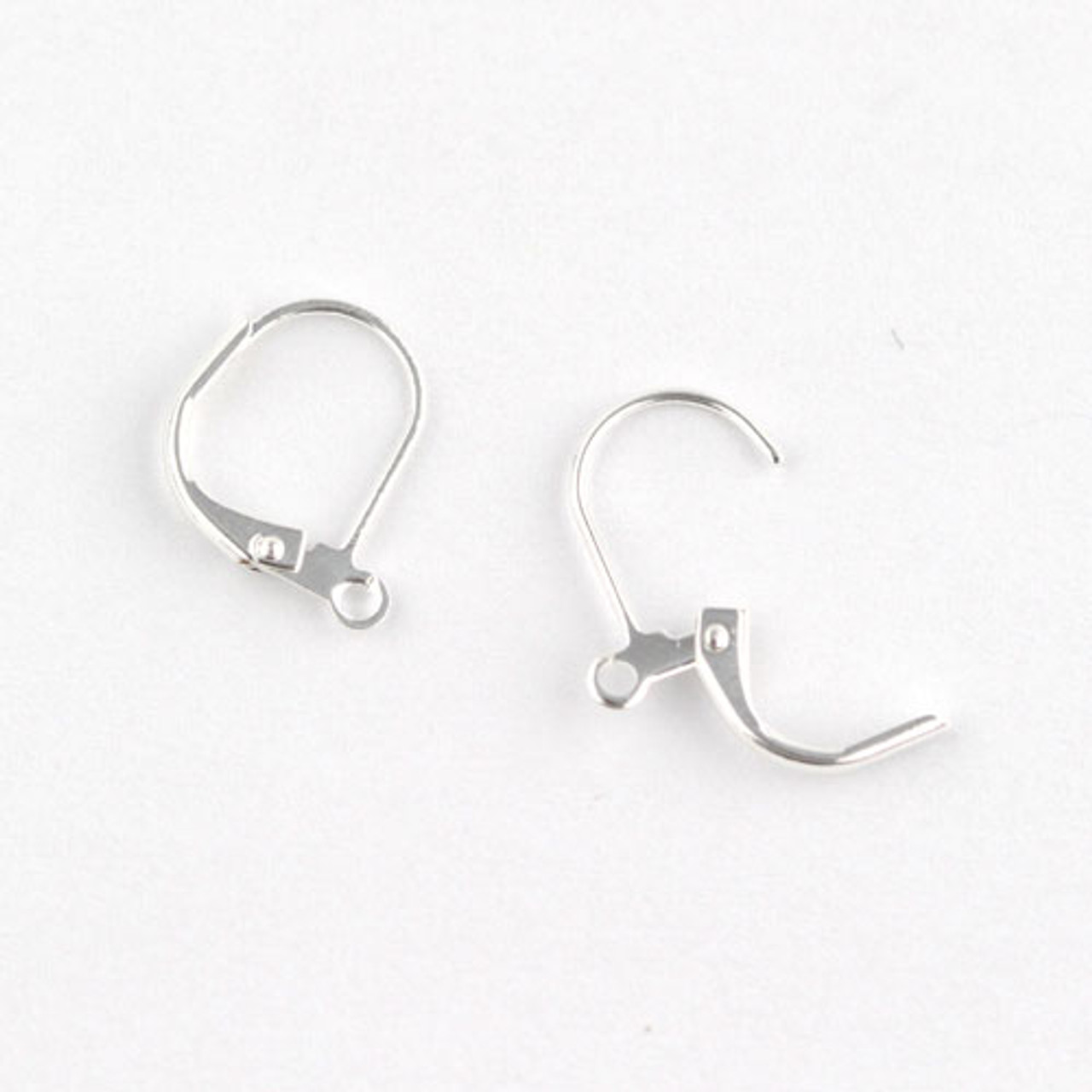 Earring hooks, ear wires, short with loop for jewelry making, Silver, 3  pair