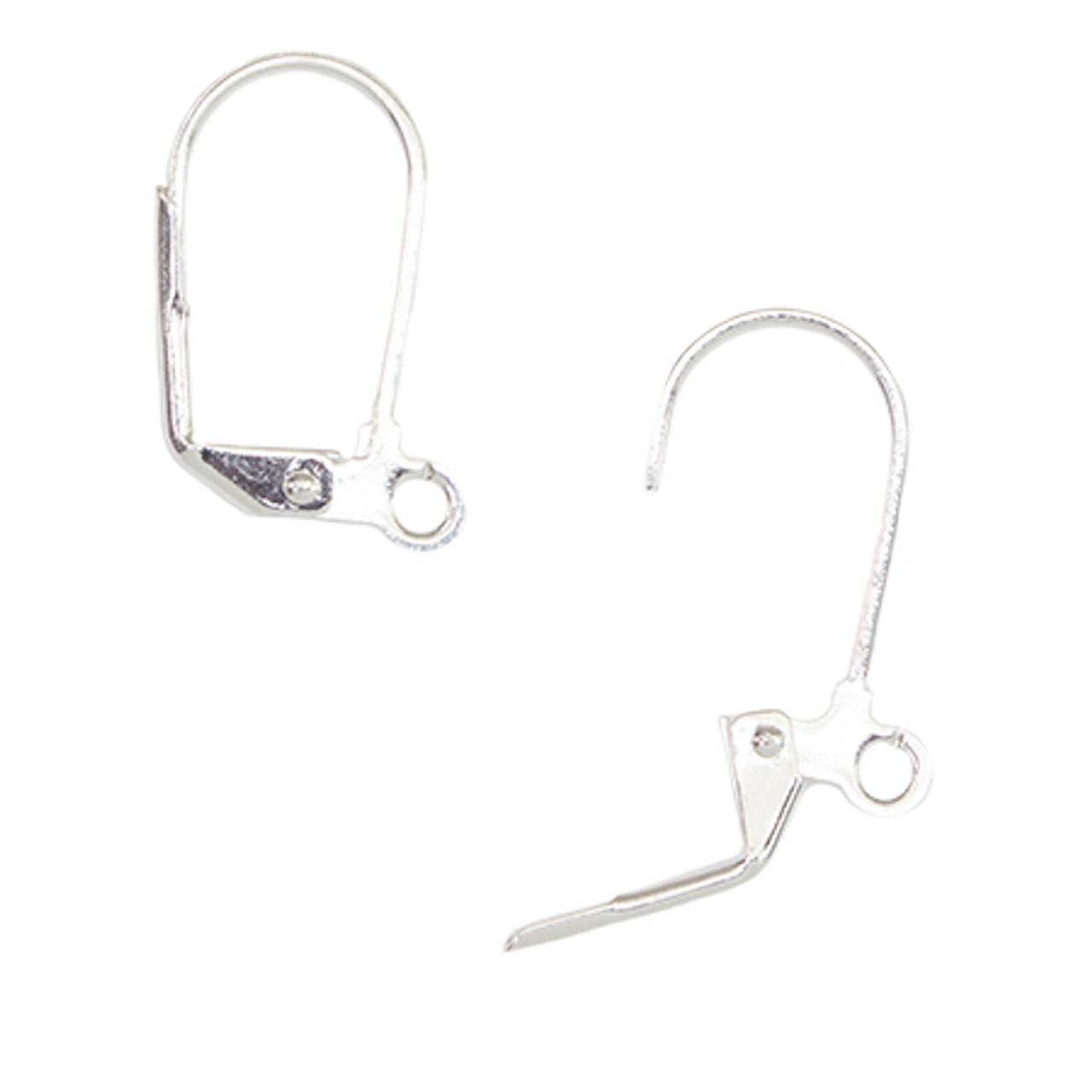 Earring hooks, ear wires, short with loop for jewelry making, Silver, 3  pair