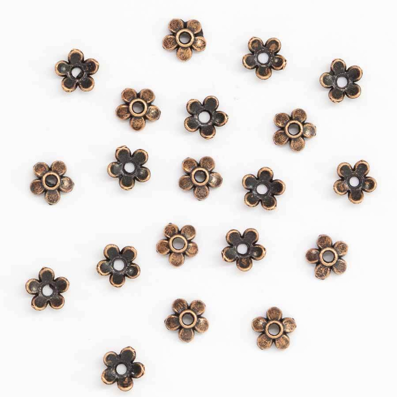 50 pcs of Antique Silver Textured Coil Flower Bead Caps 8mm A5579