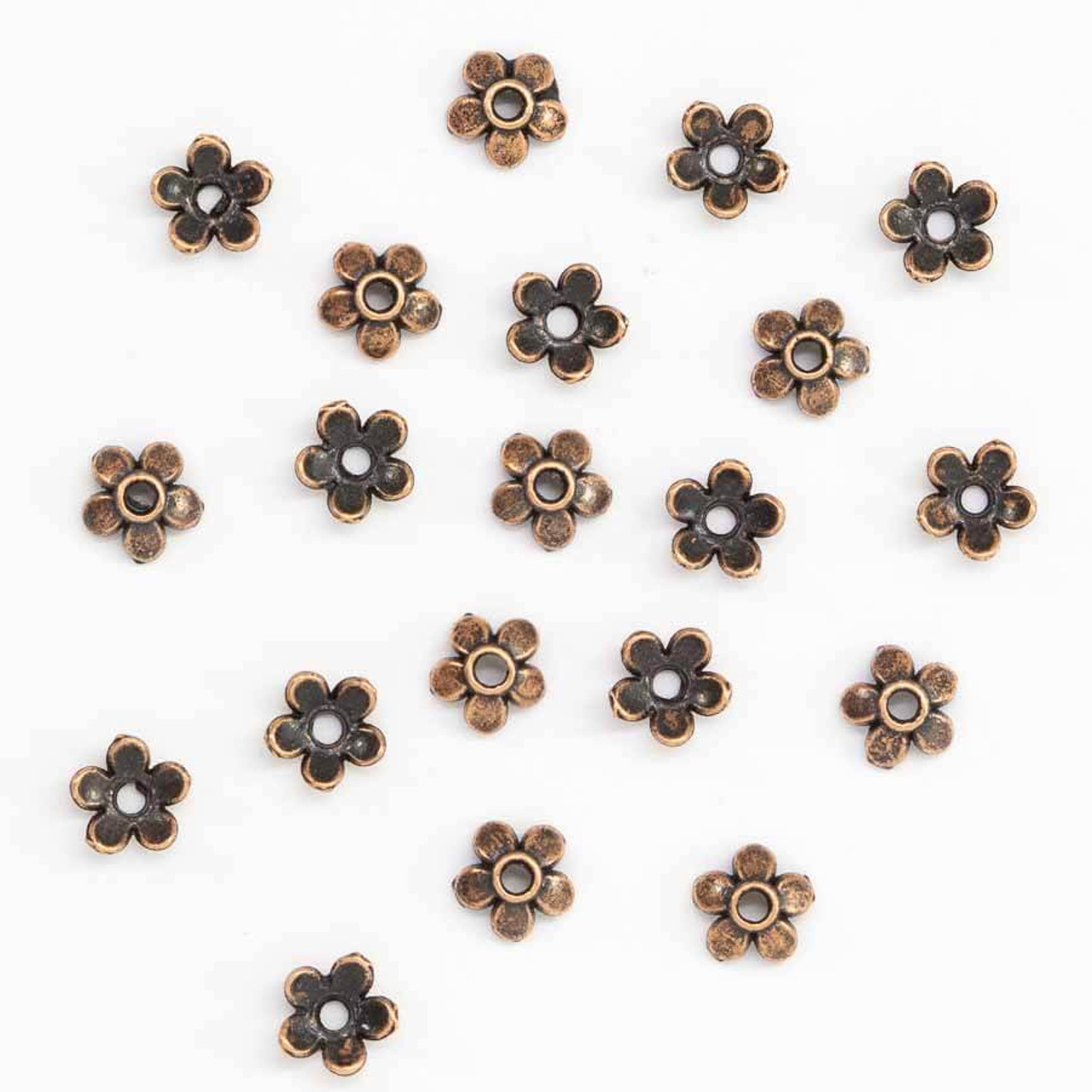 6mm Antiqued Copper Plated TIBETAN STYLE BEAD CAPS FLOWER