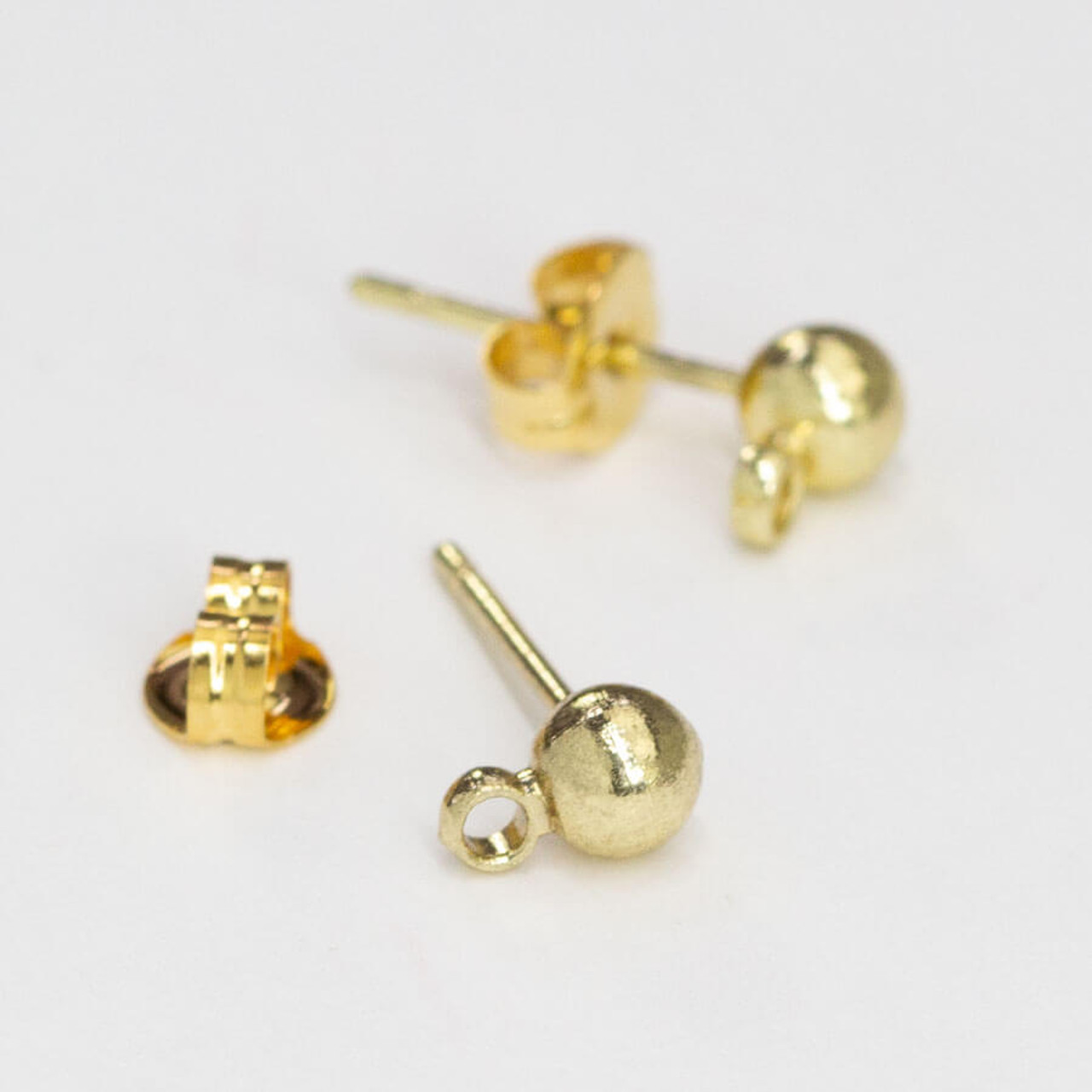 Earring Post with 6mm Ball, Gold-Plated (72 Pieces)