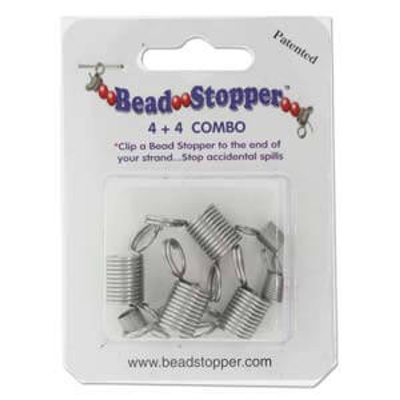 Bead Stoppers 4 Pkg Plastic Topped Metal