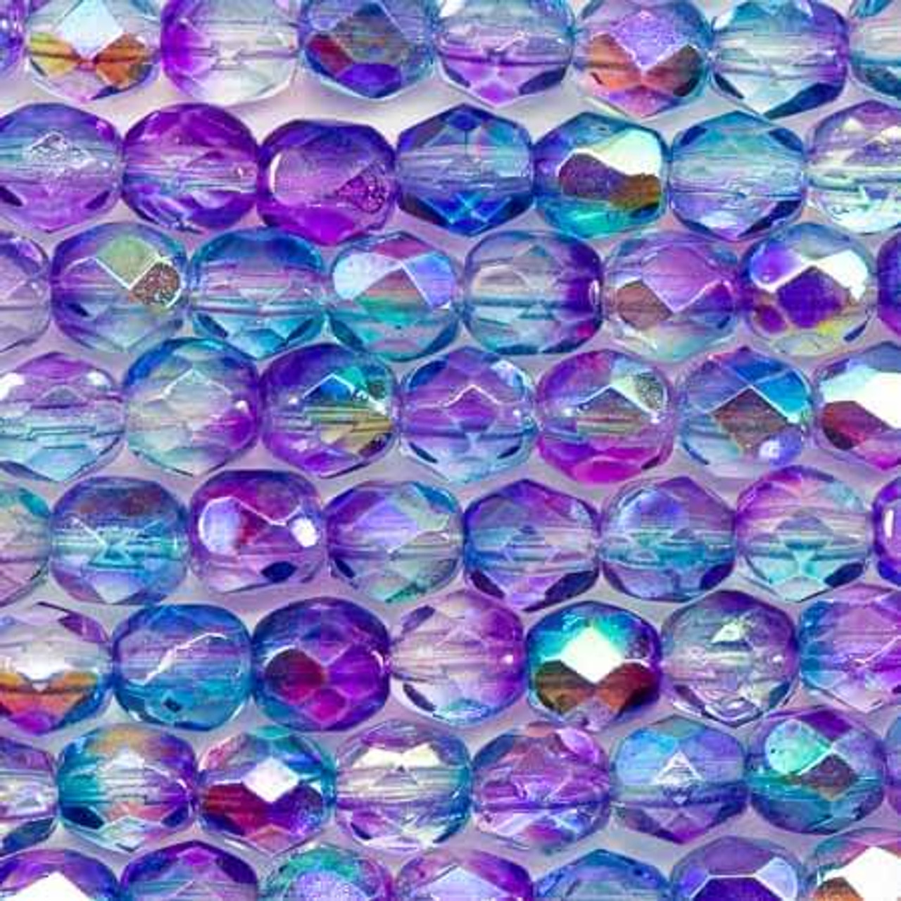 Glass 4mm Firepolish Beads PURPLE-BLUE AB