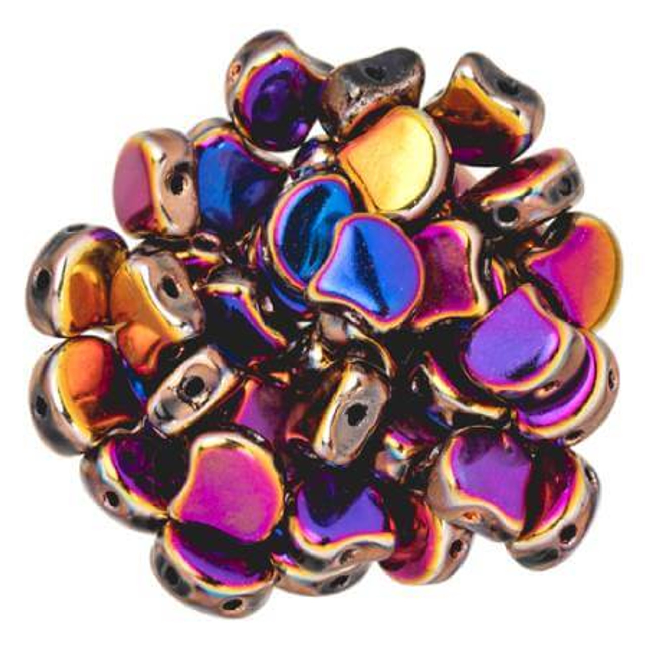 Ginkgo Beads 2-Hole Czech Glass Leaf Beads JET FULL SLIPERIT