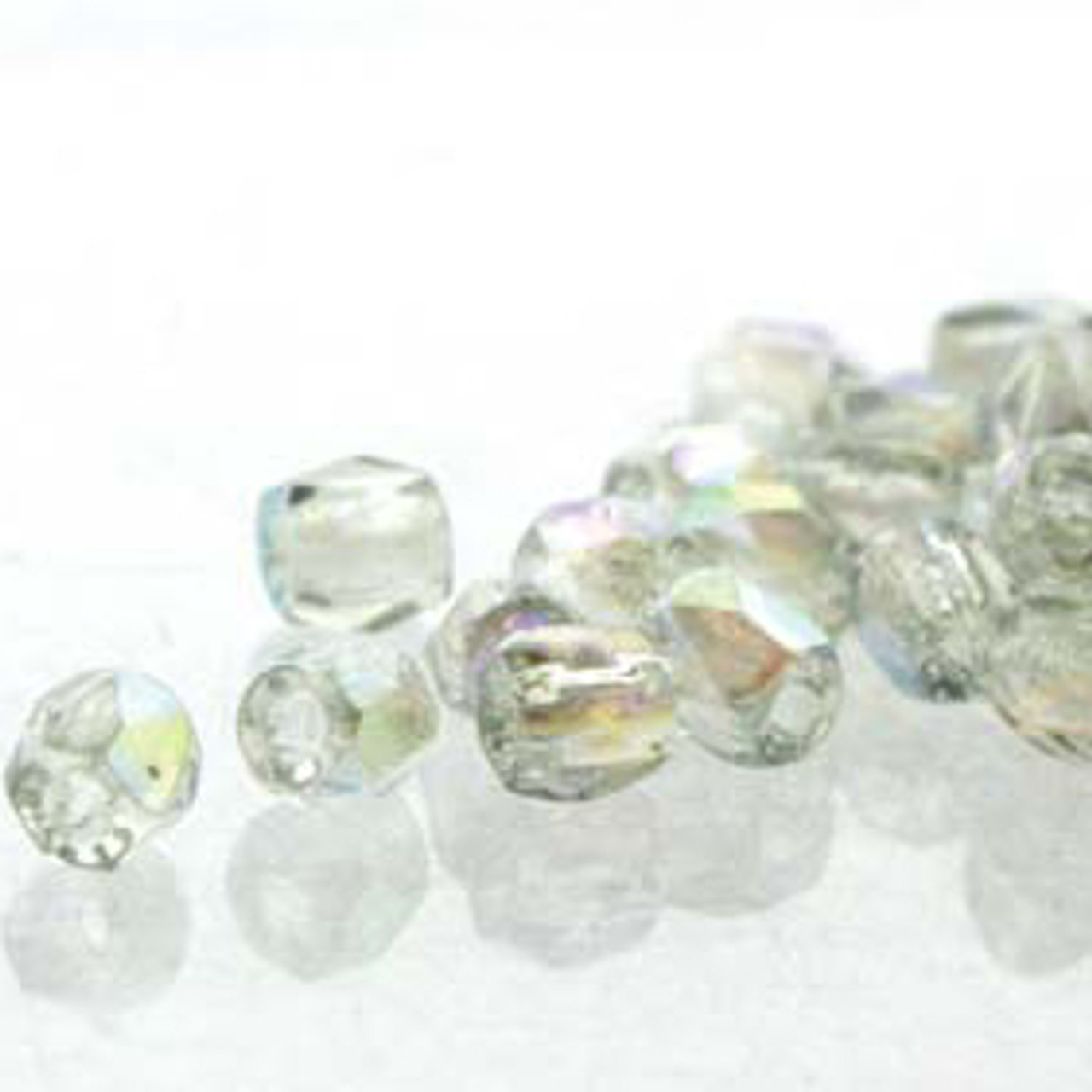 TRUE 2mm Firepolish Czech Glass Beads AQUA VITRAIL