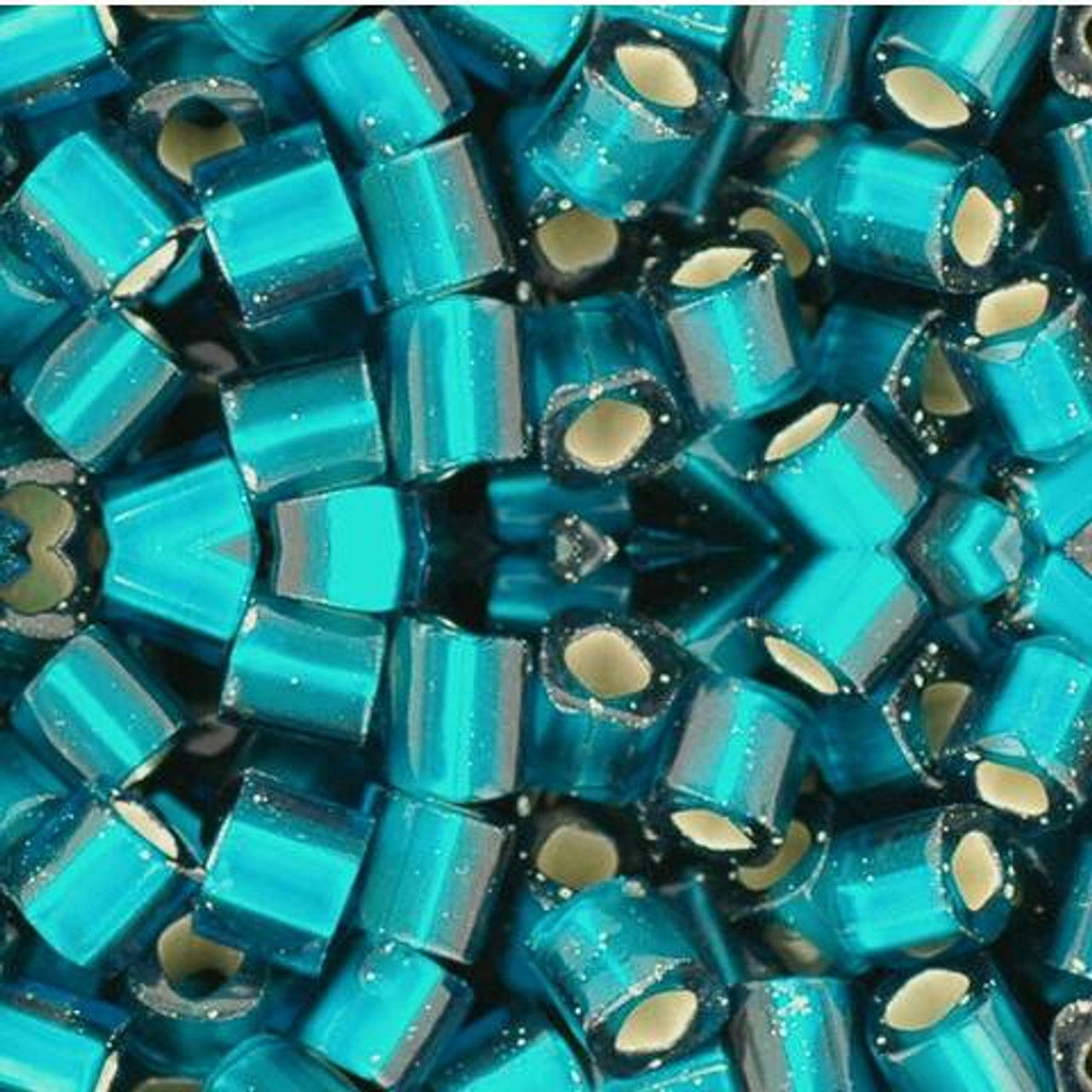 Toho CUBE Seed Beads 4mm SILVER LINED FROSTED TEAL 2.5 Tube
