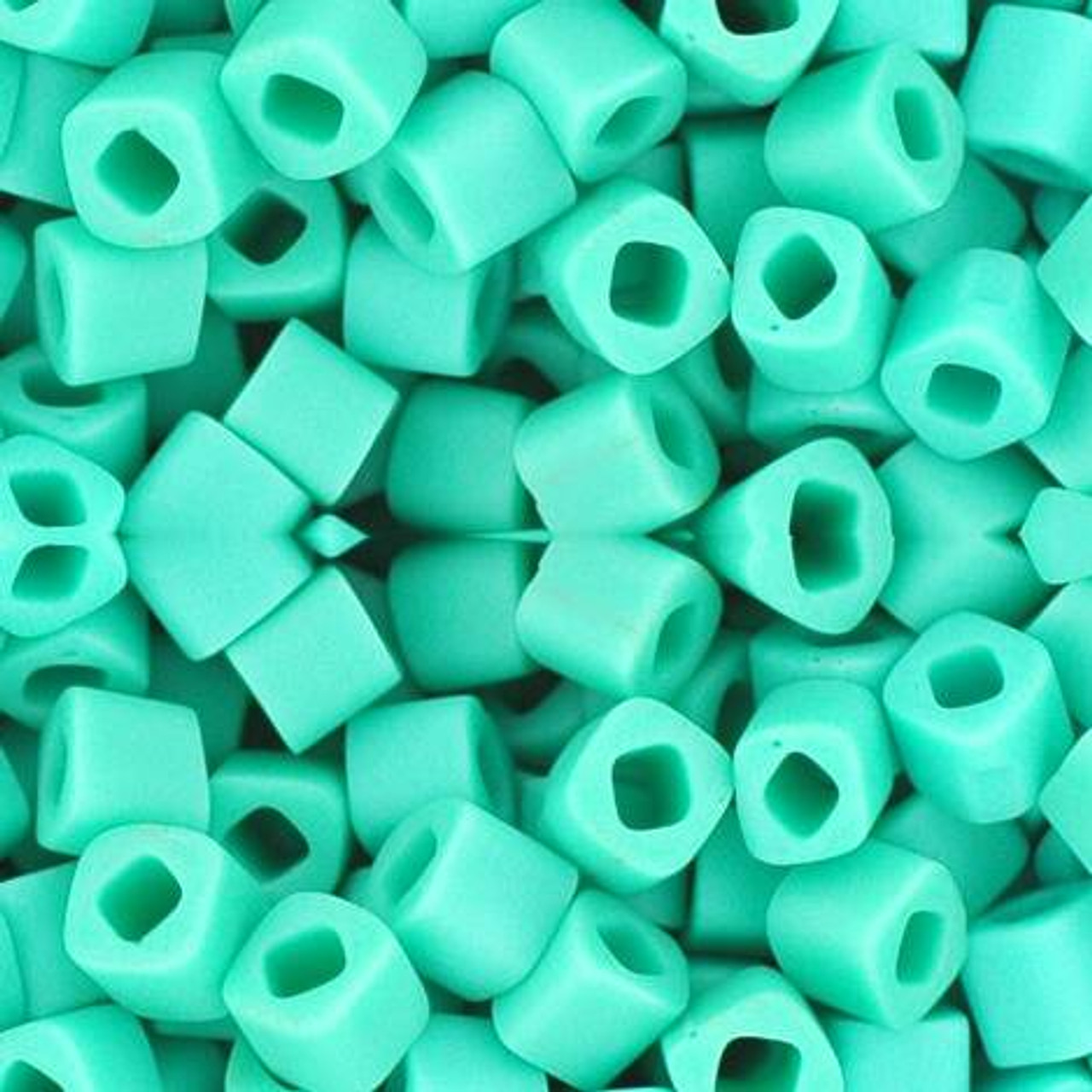 Toho CUBE Seed Beads 4mm OPAQUE FROSTED TURQUOISE 2.5 Tube