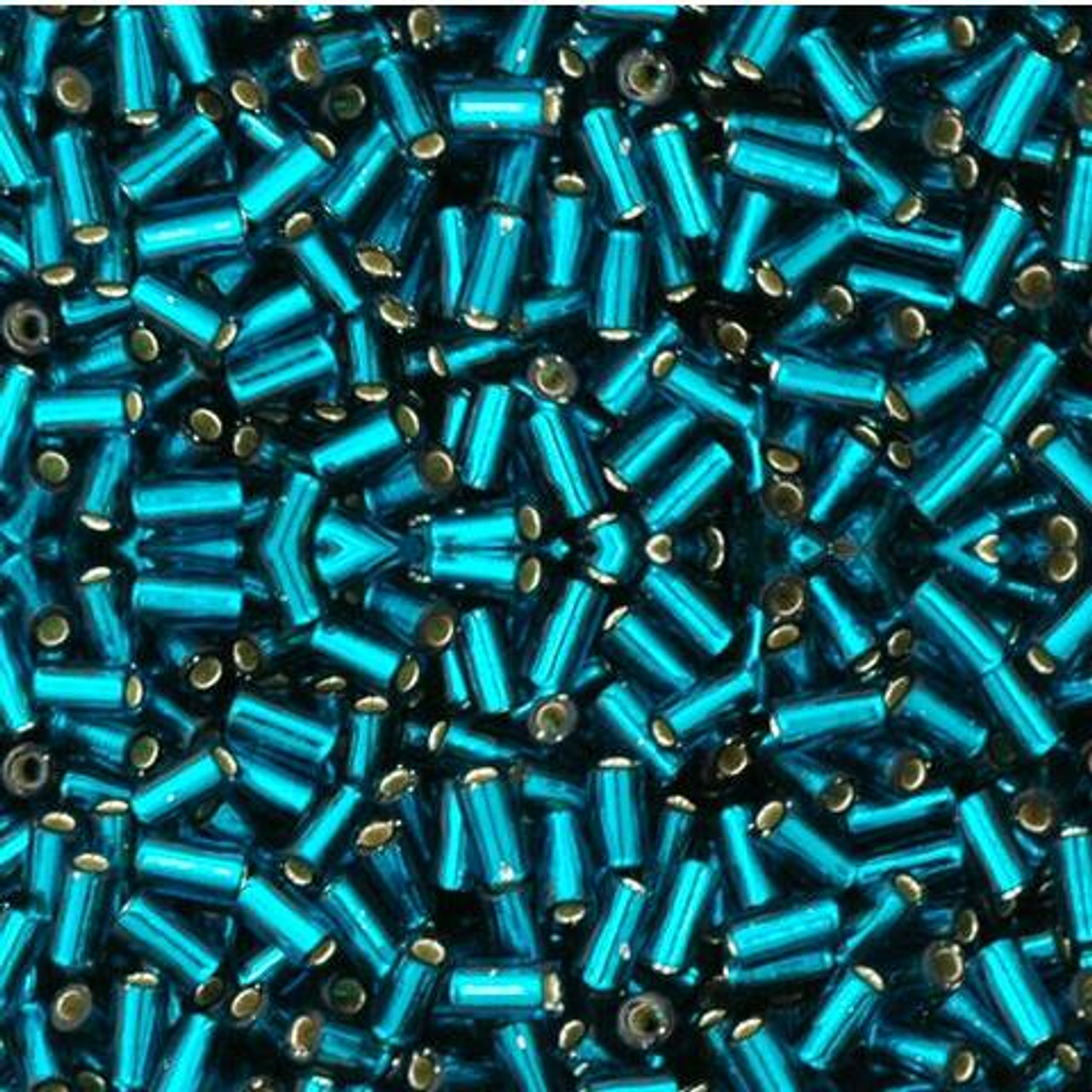 TOHO 3mm Bugle Beads Silver-Lined Teal 2.5-Inch Tube