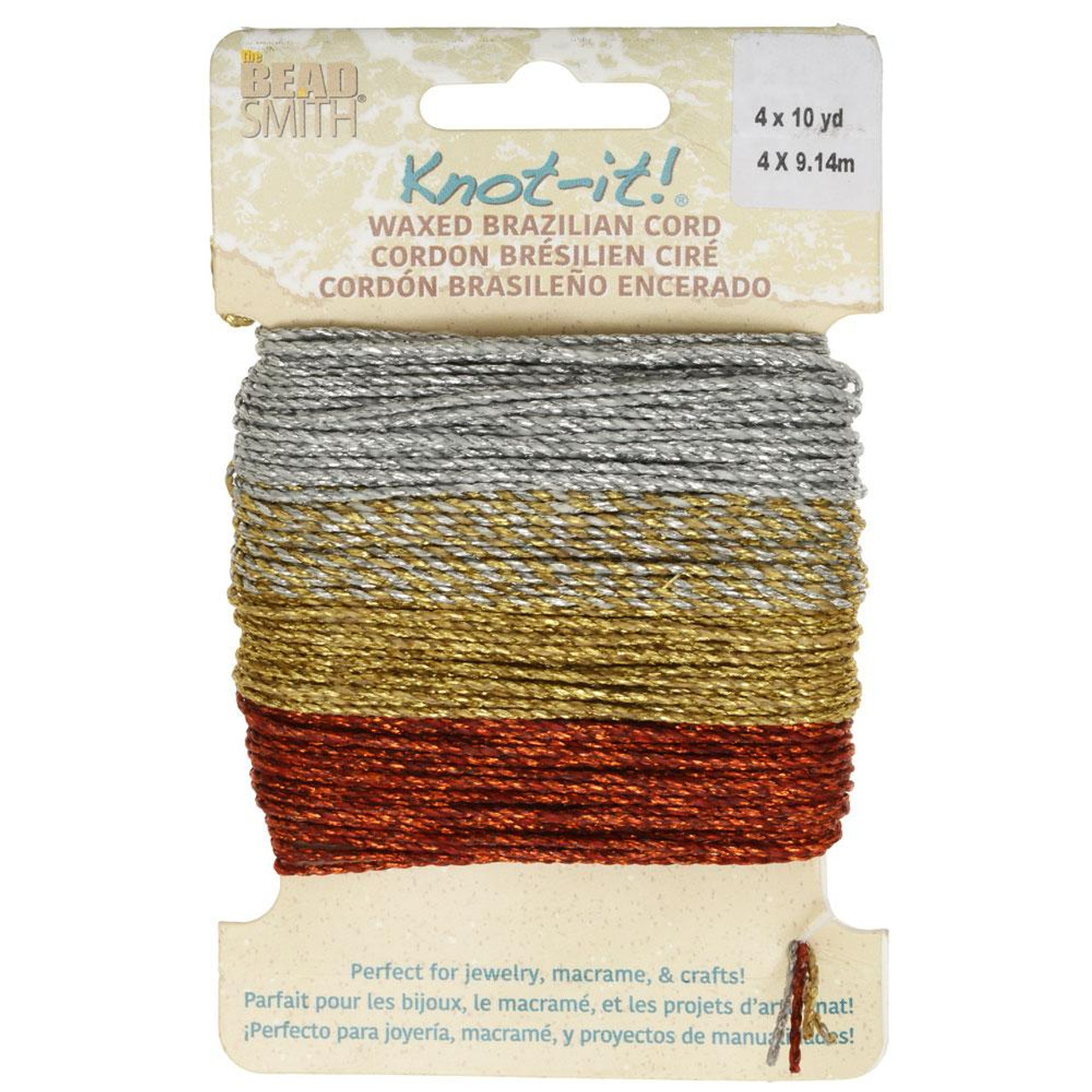 Knot It Waxed Brazilian Polyester Cord METALLICS-40 Yards