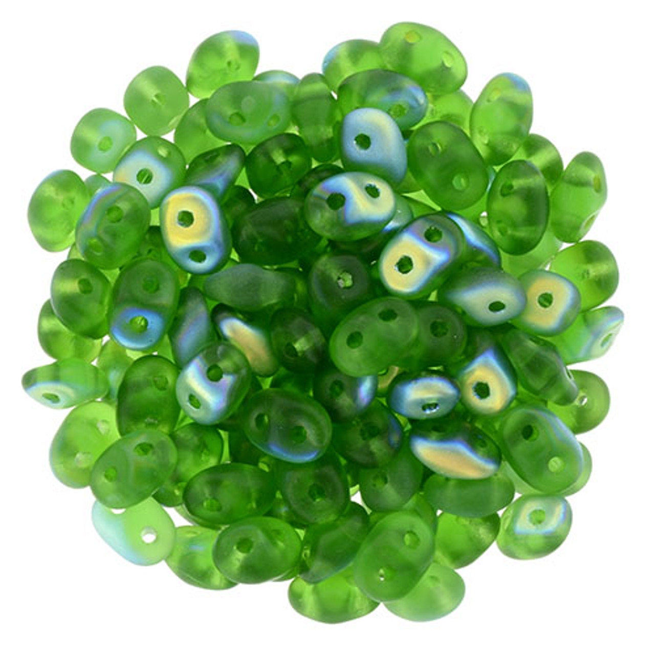 SuperDuo 2/5mm Two Hole Czech Glass Seed Beads - Dark Green