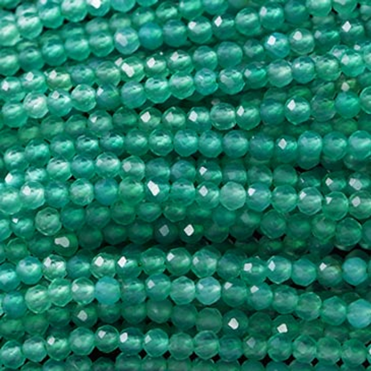 GREEN AGATE 3mm High Grade Faceted Gemstone Beads Strand