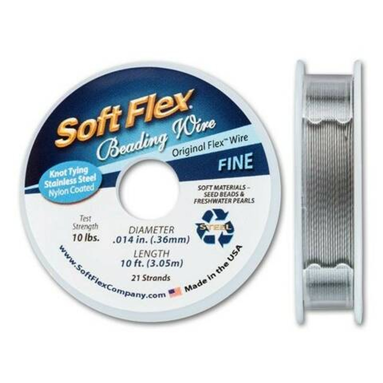 BEADING WIRE 30 Ft Soft Flex Satin Silver FINE .014 21 Strands