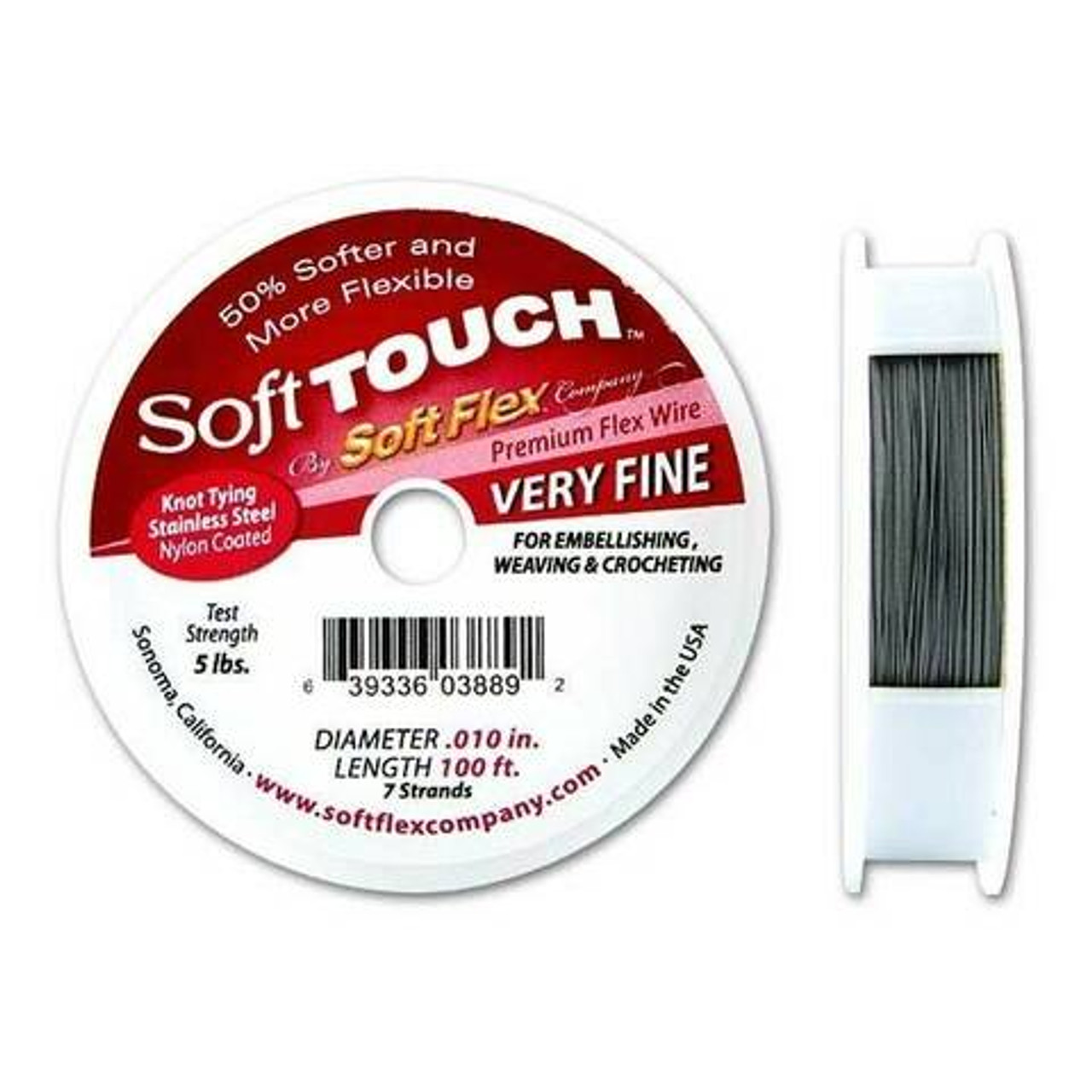 Soft Flex, Soft Touch 7 Strand Very Fine Beading Wire .010 inch Thick, 30 Feet, White