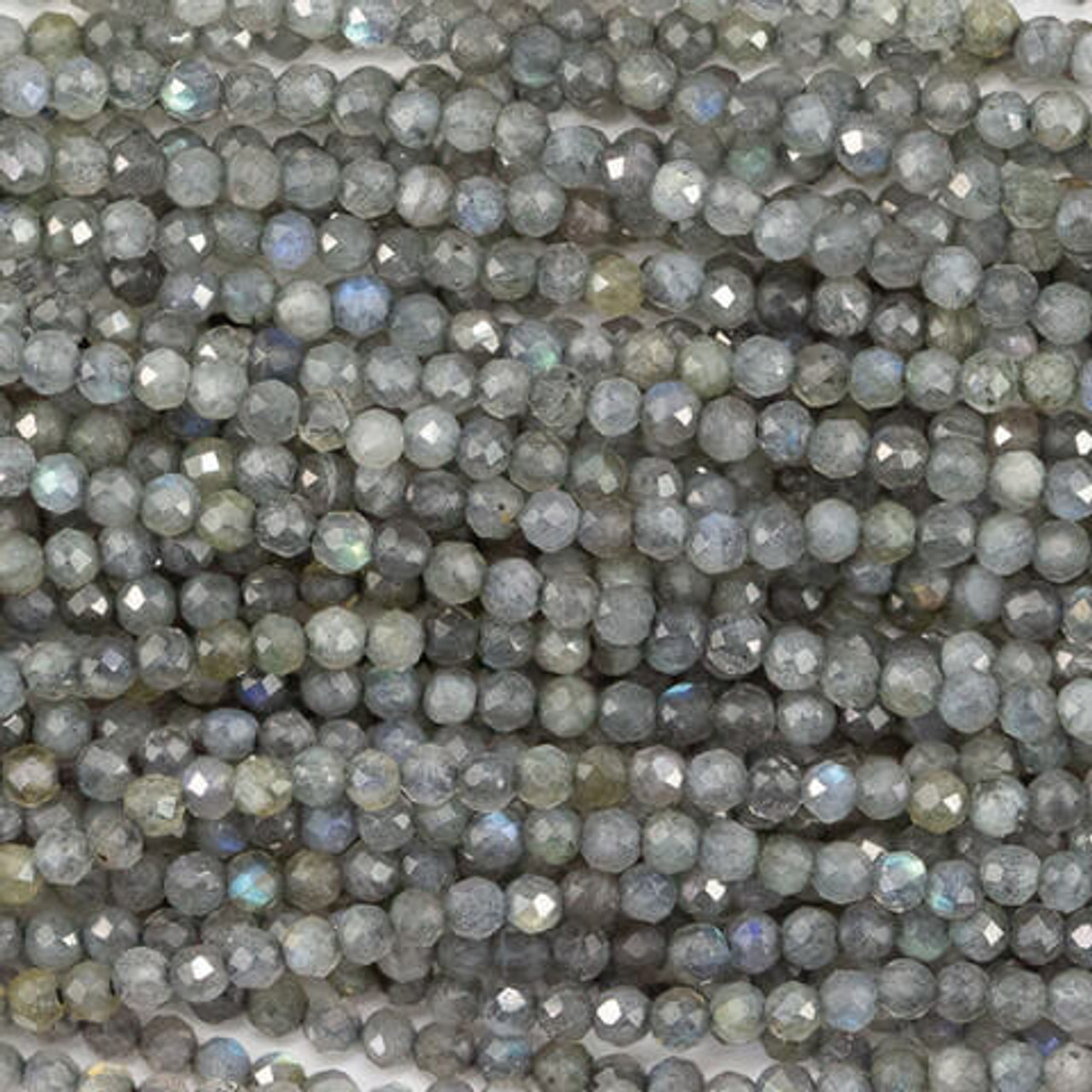 LABRADORITE 2mm High Grade Faceted Gemstone Beads Strand
