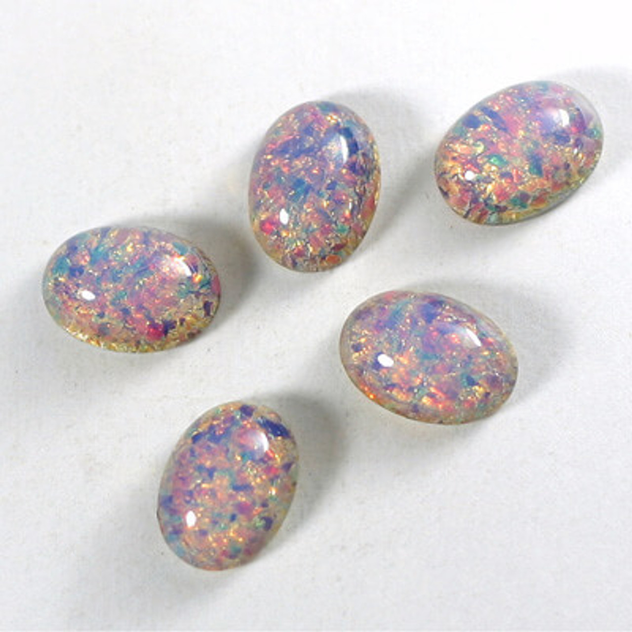 Czech Glass Oval Cabochon 14x10mm GREEN OPAL