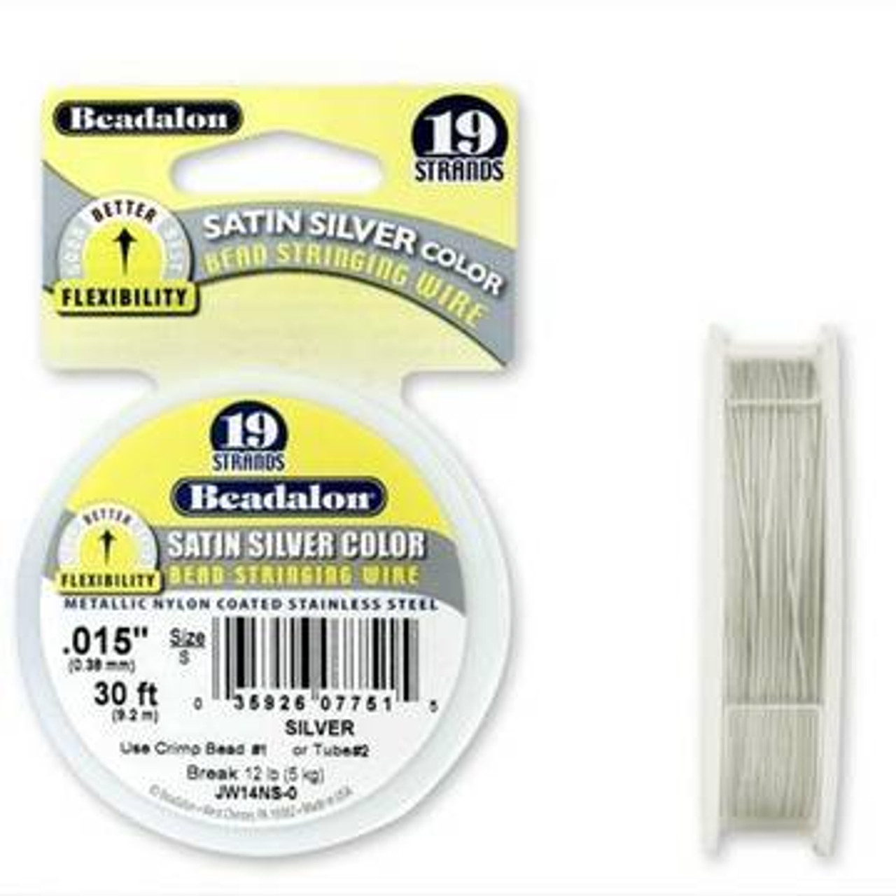 Beadalon 19 Bead Stringing Wire SATIN SILVER