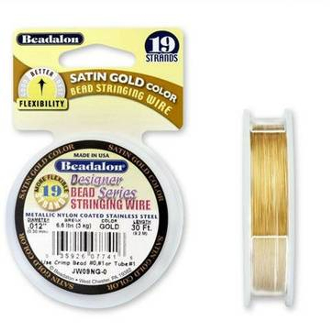 Beadalon 19 Bead Stringing Wire SATIN GOLD