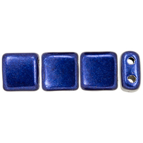 2Hole TILE Beads 6mm SATURATED METALLIC EVENING BLUE