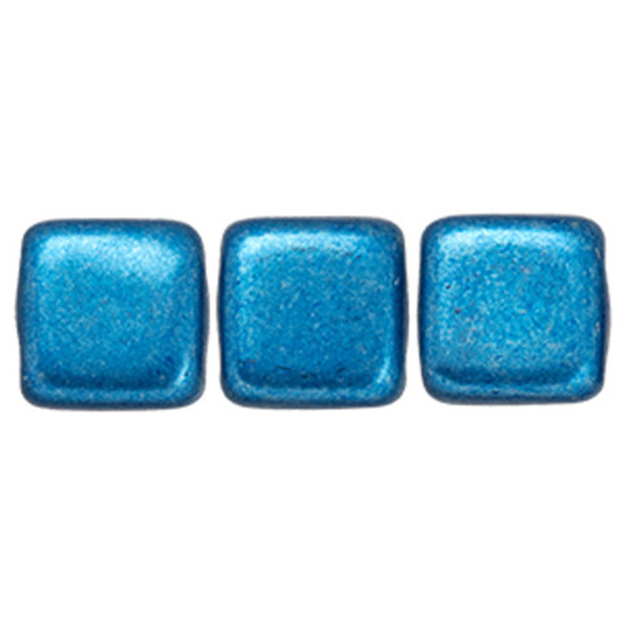 2-Hole TILE Beads 6mm CzechMates SATURATED METALLIC EVENING BLUE (Strand of  50)