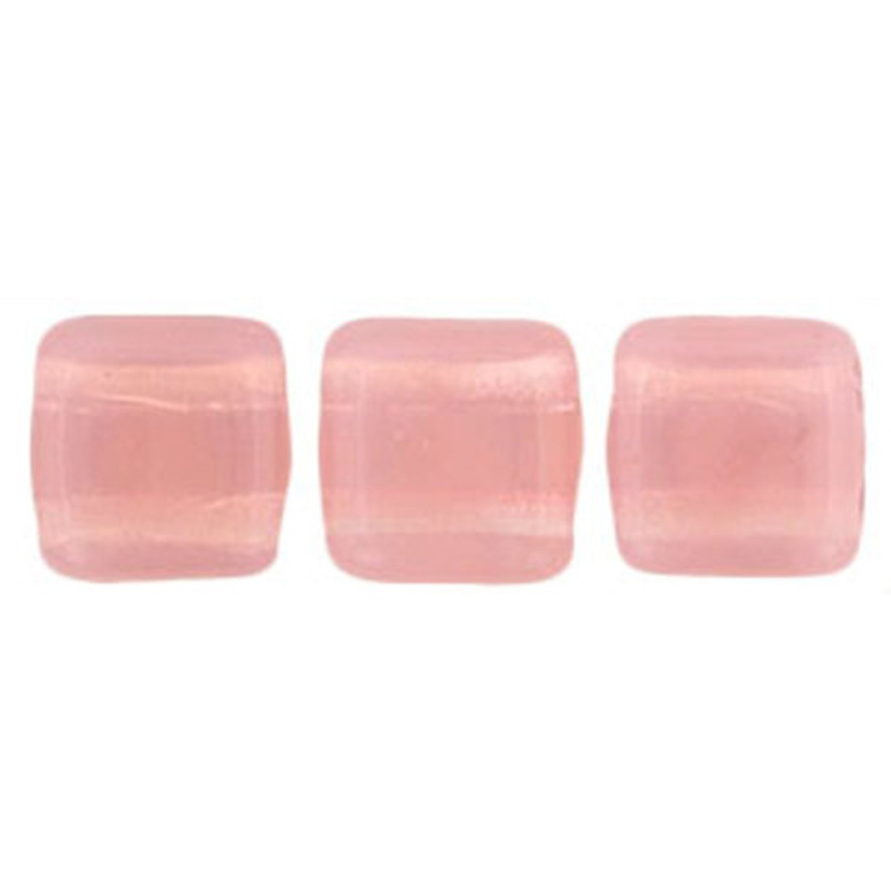 50 CzechMates 6mm Two Hole Tile Beads Milky Turquoise Pink Topaz Luste
