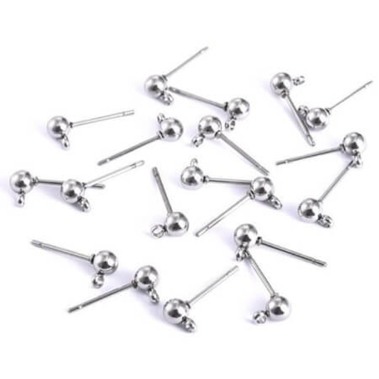 EARRING POSTS w/Loop 12x10.5mm Stainless Steel (1 pair)