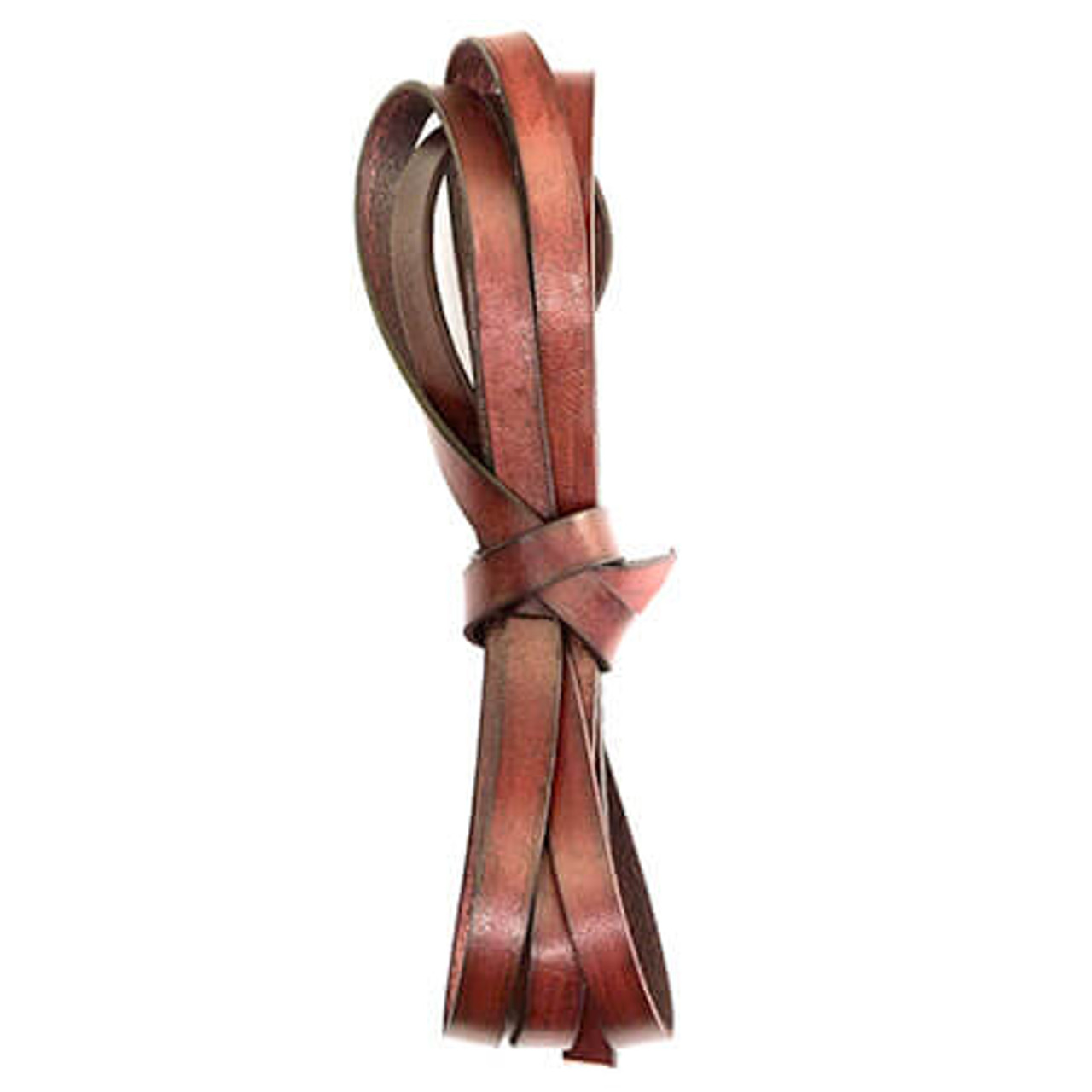 Flat braided leather cord - Brown