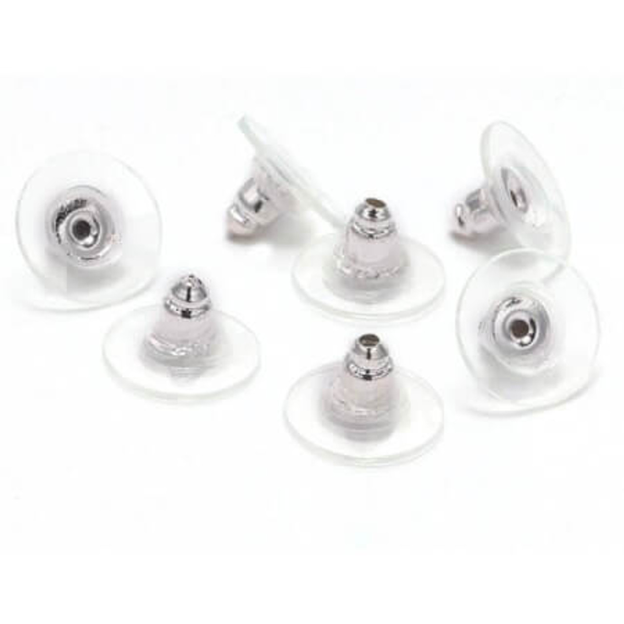 Hypo Allergenic Bullet Clutch Earring Backs with Pads - Silver