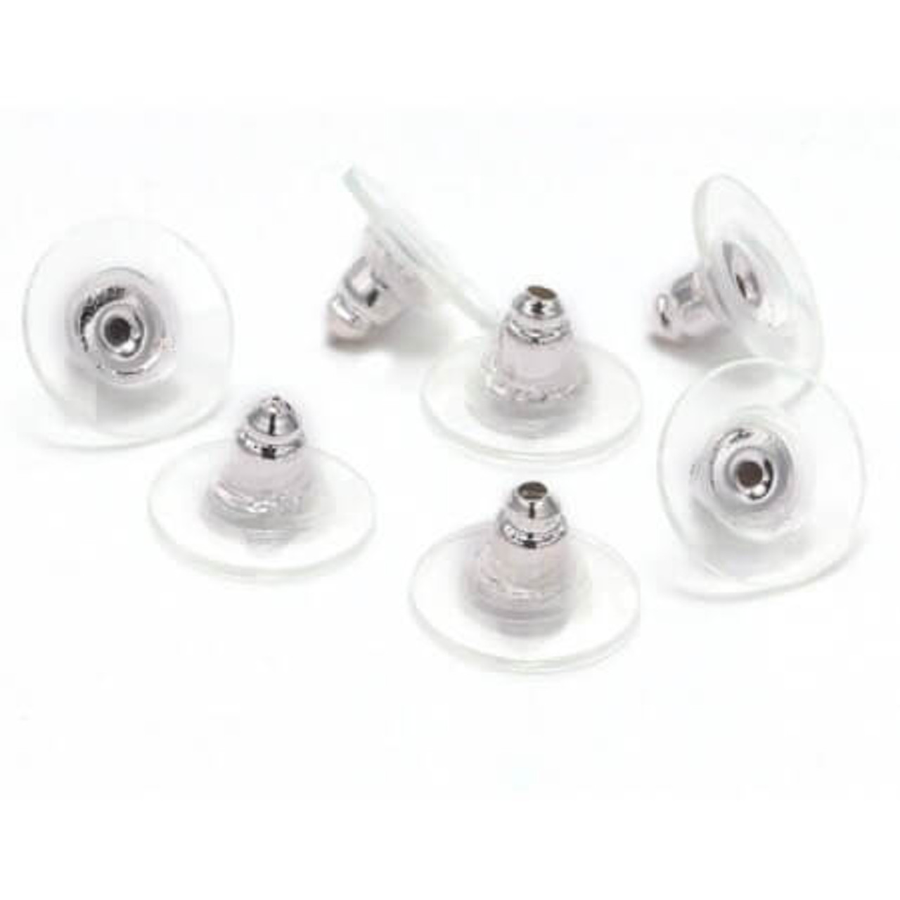 BULLET CLUTCH EARRING BACKS 6x11mm Silver Plated (Pack of 50 pairs)